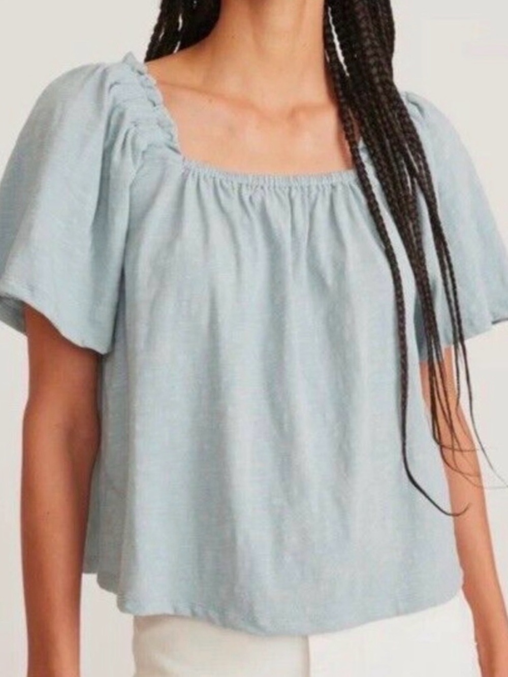 LIKE NEW Marine Layer Pale Blue Square Neck Top 100% cotton